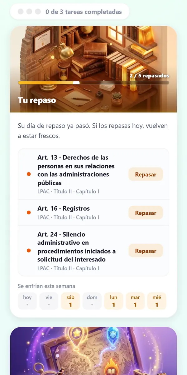 El búnker: «Tu repaso», con los artículos 13, 16 y 24 para repasar hoy