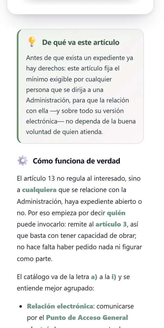 La teoría del artículo 13, con «De qué va este artículo» y «Cómo funciona de verdad»